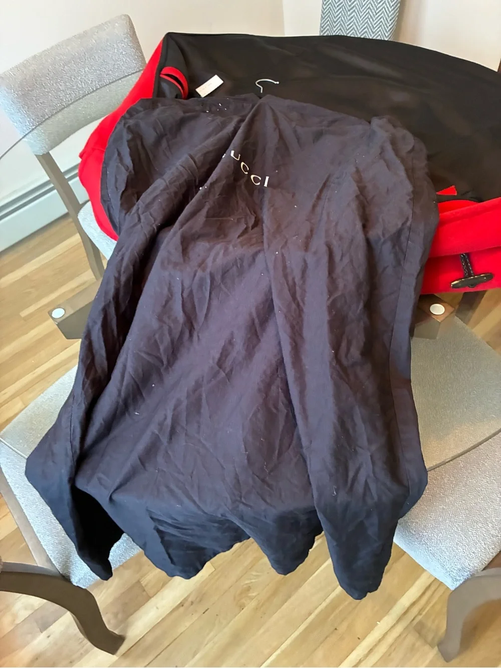 Gucci Red Wool-Blend Coat with Black Toggle Accents